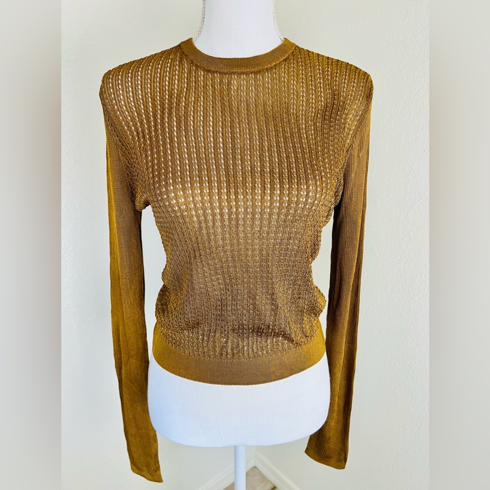 💥NWT💥 FREE PEOPLE. H2O Crew Knit Pullover. Tigers Eye. Sz Medium.